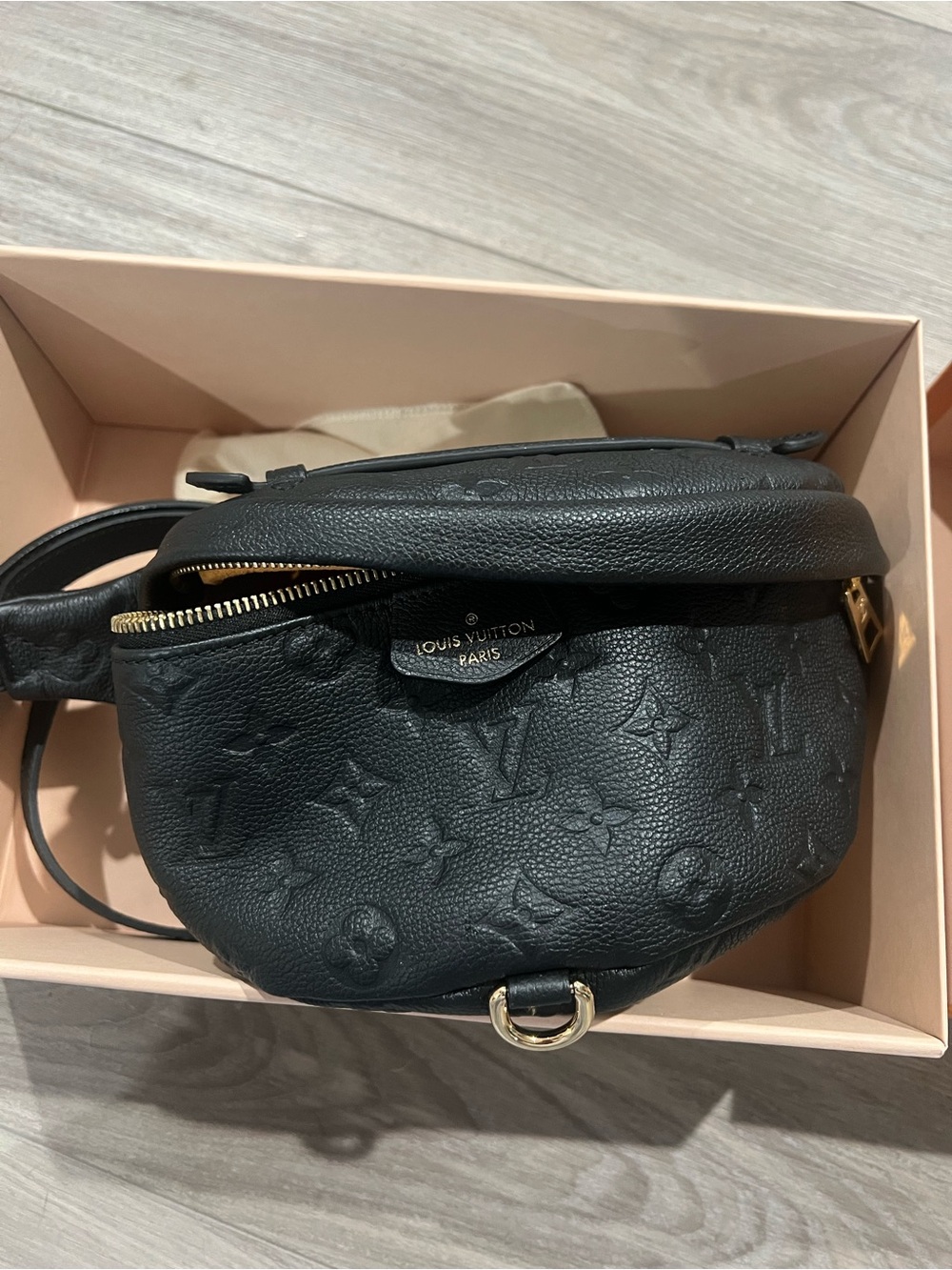 Louis Vuitton Black Embossed Monogram Crossbody Belt Bag - Picture 9 of 11